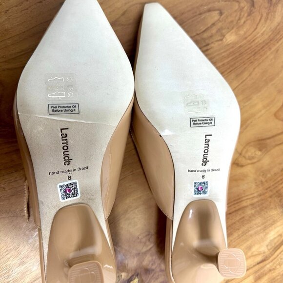 Larroude Ines Mule Women Tan Patent Leather Handmade Brazil - Picture 10 of 13